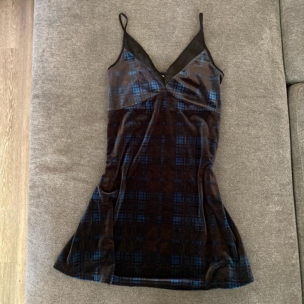 Plaid velvet slip dress